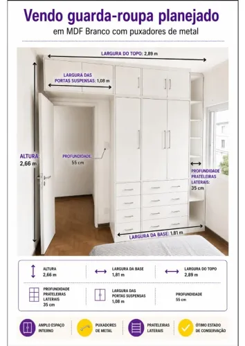 Guarda-roupa MDF Branco