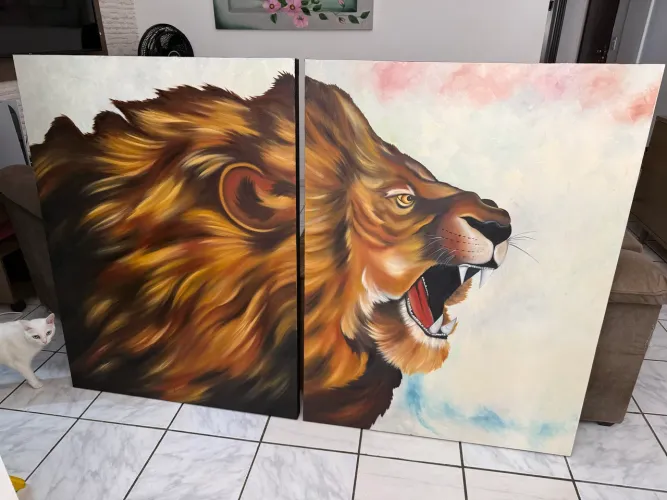 Quadro Leão de Judá 1,20m X 1,80m à óleo 