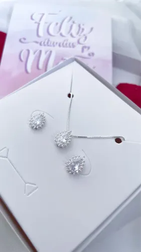 Presente ! Conjunto zircônia em Prata 925