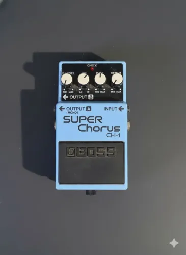 Pedal de efeito Boss Super Chorus CH-1 azul. 