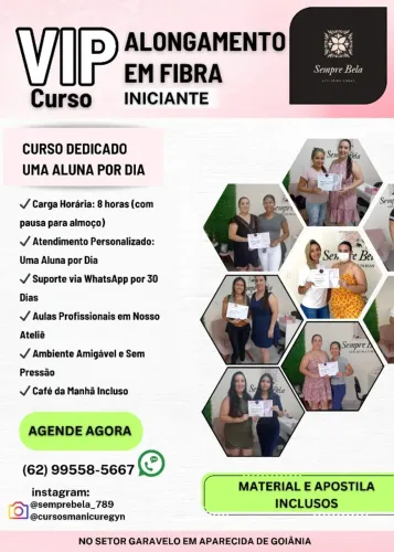 Curso - Presencial - Alongamento em Fibra - Iniciante - No Setor Garavelo