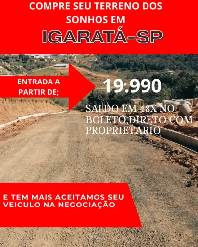 Terrenos de 600m² parcelamento com o proprietário - Na região de Igaratá