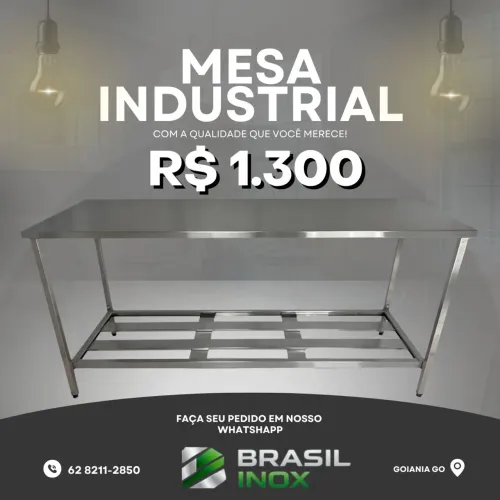 Mesa Inox Industrial 190x70x90 Sob Medida | Direto da Fábrica