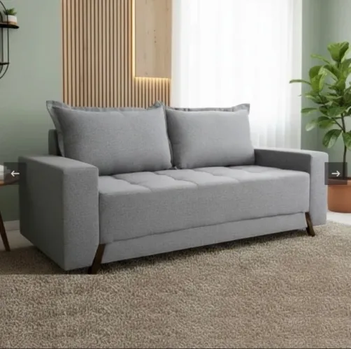 Sofá Living Prime 3 Lugares Linho Cinza