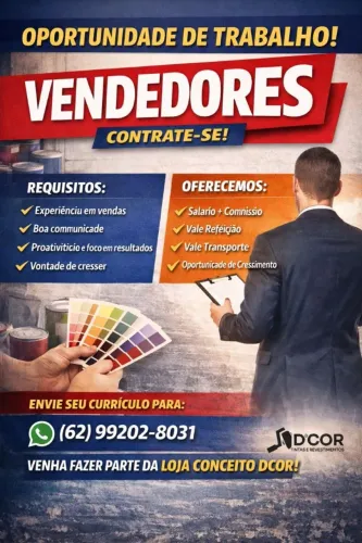 Vendedor para a loja Dcor tintas