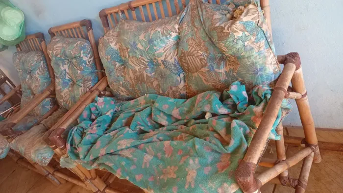 Conjunto de Jardineira com avarias no estofado