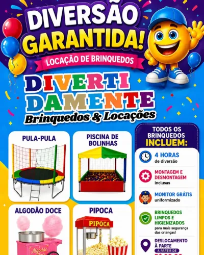 Aluguel de pula pula casinha de bolinha pipoca algodão doce