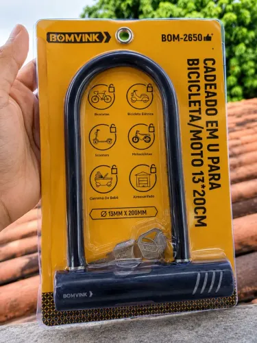 Cadeado U para Bicicleta e Moto Aço Emborrachado | Alta Segurança