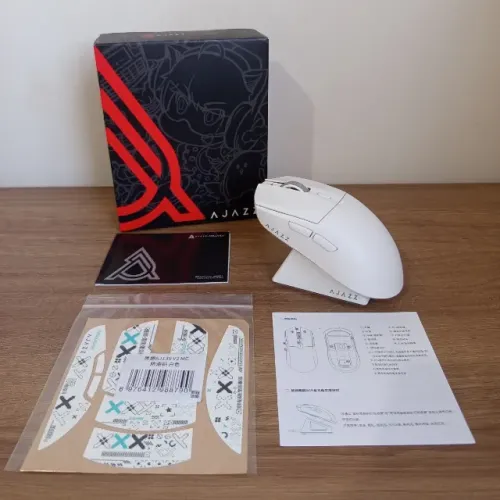 Mouse Gamer AJazz AJ139 V2 + Dock Magnético (Branco) - Novo, Lacrado