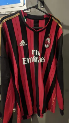 Camisa Milan 2013 Manga Longa - patchs Champions originais