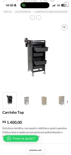 Carrinho auxiliar de barbearia/cabelereiro