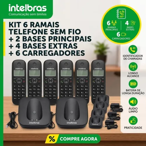 Kit 6 Ramais/Telefone Sem Fio Intelbras