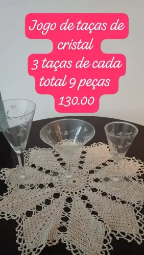 Taças de cristal vintage com 9 peças 3 de cada