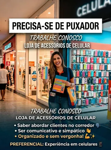 Vaga Para Puxador na Cohab. Loja de capa de celular.