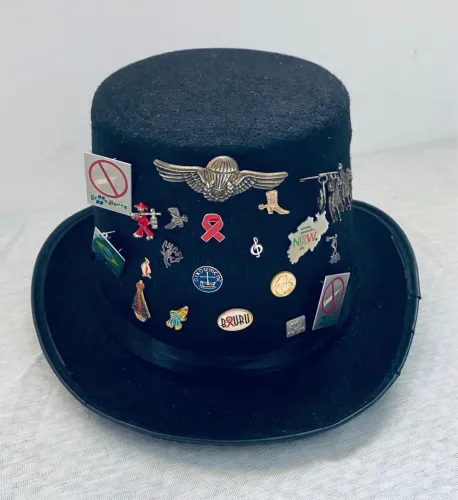 Chapéu Cartola Preta Em Feltro Decorada Estilo Steampunk / Customizada