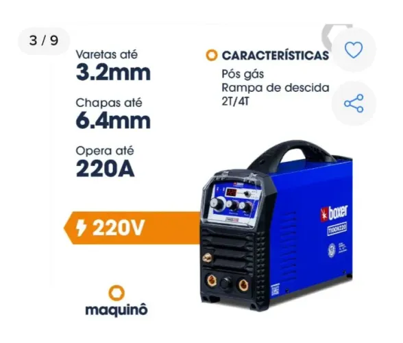 Máquina de solda boxer tigon 220