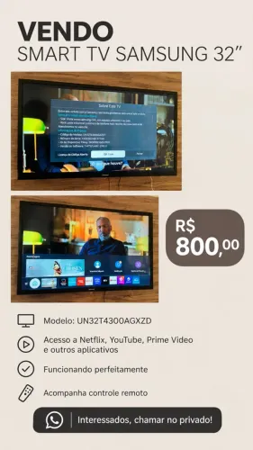 VENDO TV SAMSUNG SMART 32. Aceito troca em celular em perfeito estado