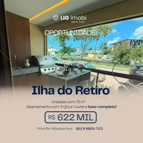 Oportunidade imperdível na Ilha do Retiro! Apartamento de 73 m² com lazer de resort!
