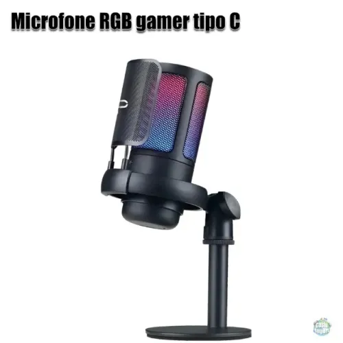 Microfone condensador Rgb usb tipo c stream lives