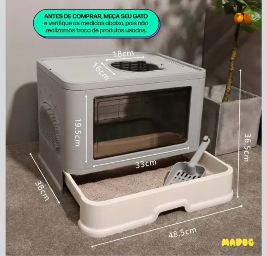 Banheiro Gato Caixa Areia Fechada Anti Odor