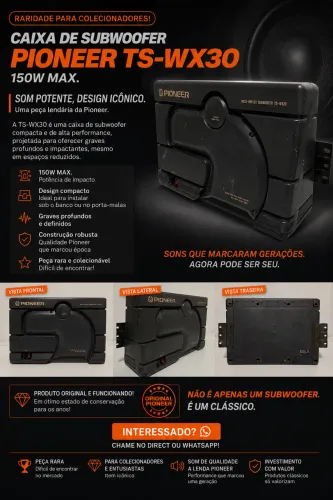 Caixa subwoofer Pioneer antiga TS-Wx30 150w Raridade!