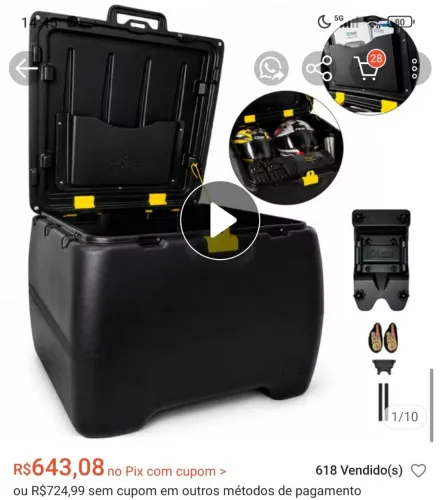 Baú icbras 140L com suporte universal