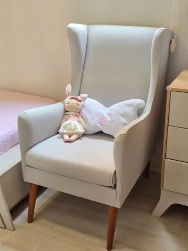 Poltrona Amamentação Fox Pé Fixo - Abstratto Linho Cinza Claro