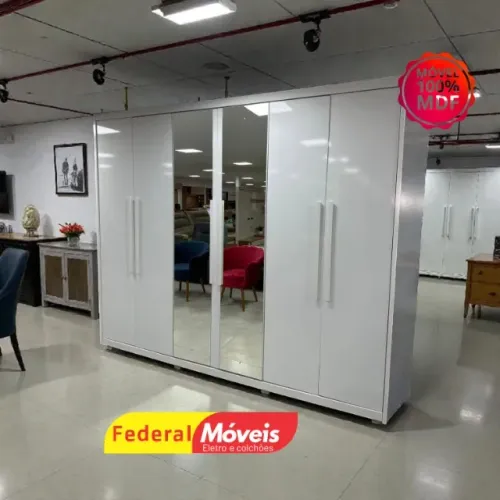 Guarda Roupa Off White 100% MDF c/ Espelho 6 Portas 6 Gavetas CAMPEÃO EM VENDAS