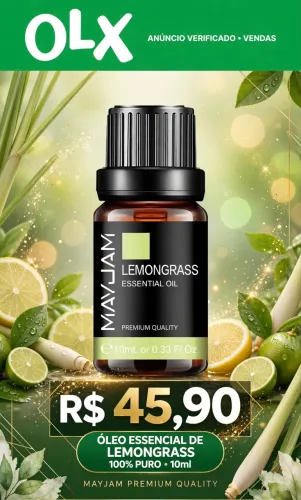 ÓLEO ESSENCIAL LEMONGRASS (CAPIM LIMÃO) - MAYJAM ORIGINAL!