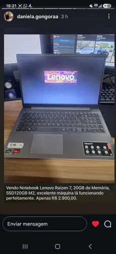 Vendo Notebook Lenovo Ideapad 3 20GB