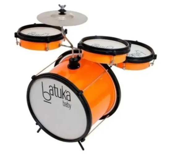 Bateria Infantil Baby Batuka Luen - Completa com Banco e Baquetas