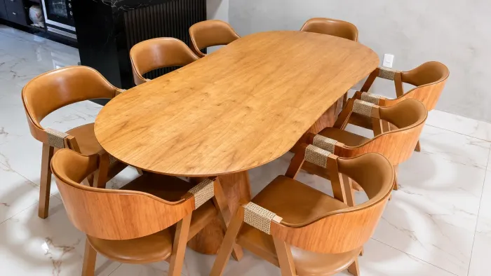 Mesa de Jantar 220x110 Com 8 Cadeiras