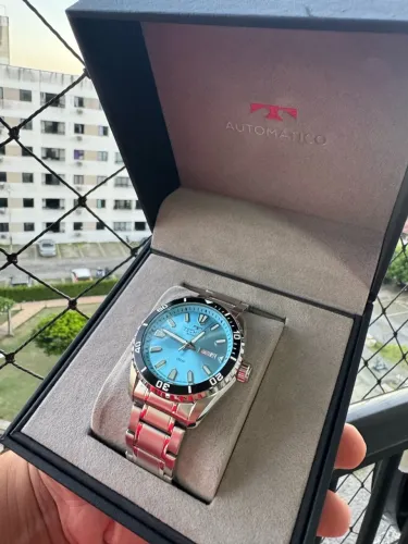 ? Technos Automático Diver Prata - 8205PL/1V