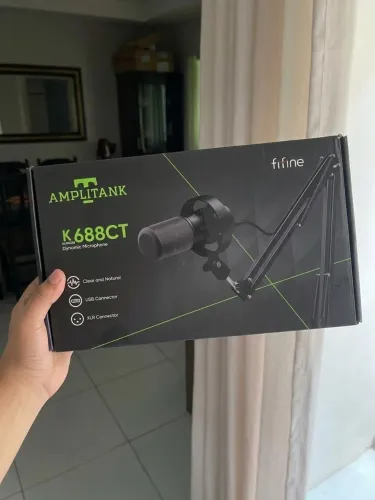 FIFINE K688 Kit de microfone para podcast,mic dinâmico USB/XLR com braço para PC/mixer XLR