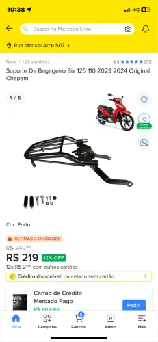 Bagageiro biz 110i
