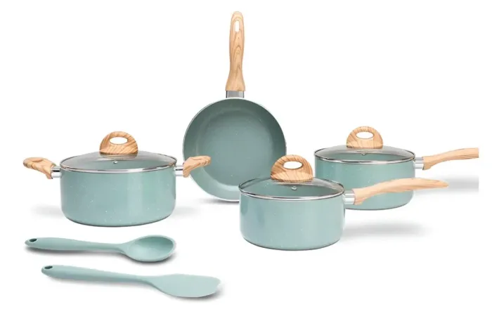 CONJUNTO DE PANELA BRINOX 6 PEÇAS, NA COR VERDE. NOVO NA CAIXA!