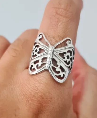 Anel Borboleta Prata 925