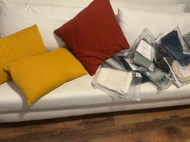 Almofadas em algodão de tricô 30x50 e 50x50 ( marca Decor tricô )