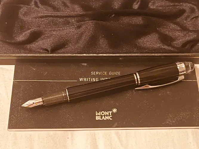 Caneta Tinteiro Montblanc StarWalker Platinum Resin - Pena Ouro 14k (585) - Original