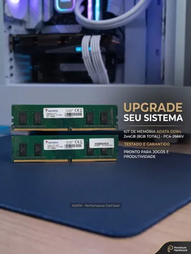 Kit Memória RAM 8GB (2x4GB) ADATA DDR4 2400MHz - Excelente Estado