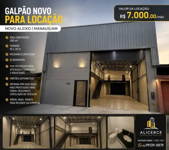 ALUGO GALPAO 250 M2 NO NOVO ALEIXO