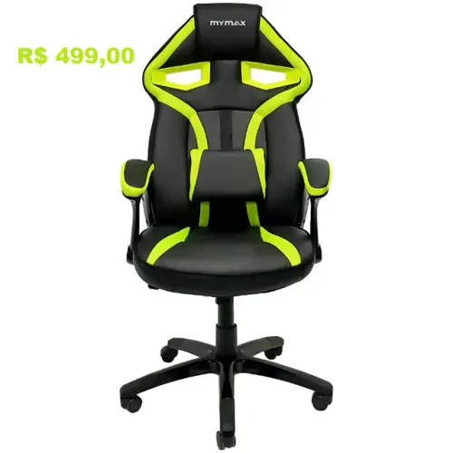 Cadeira Gamer MX1 preta e verde 
