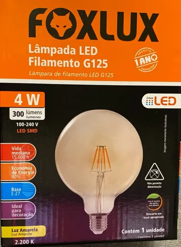 Lâmpada Led filamento vintage globo 4W - FOXLUX