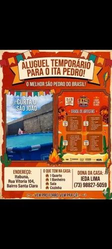 Alugo temporada para Ita Pedro 