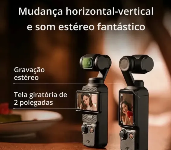 DJI Osmo Pocket 3 Combo Creator, DJI Mic 2 e câmera para vlogs 4K 120fps