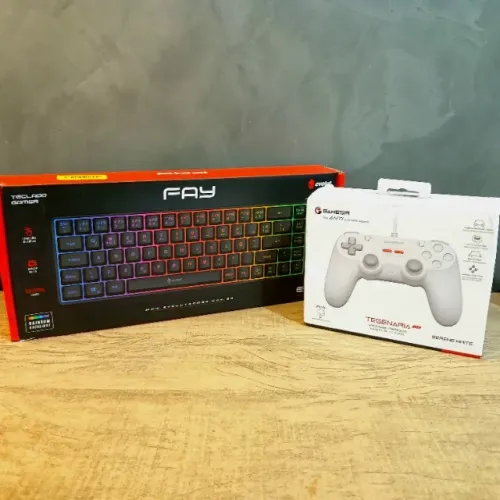Kit Teclado 60% EG211 + Controle GameSir T3 Lite Branco