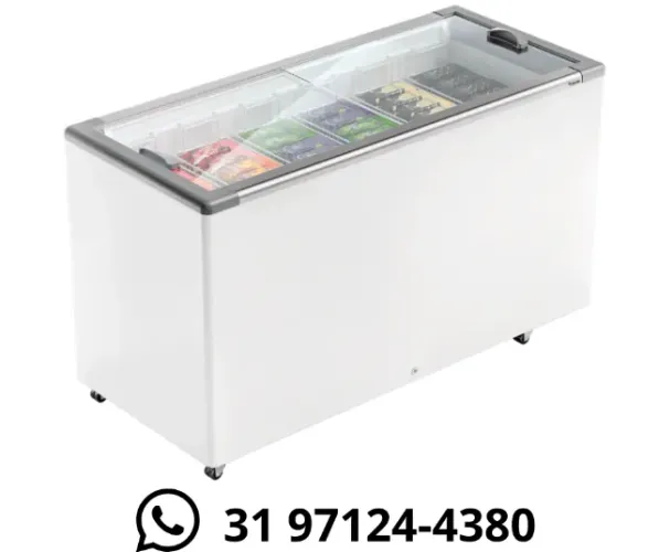 Freezer Horizontal Tampa de Vidro 403L Fricon