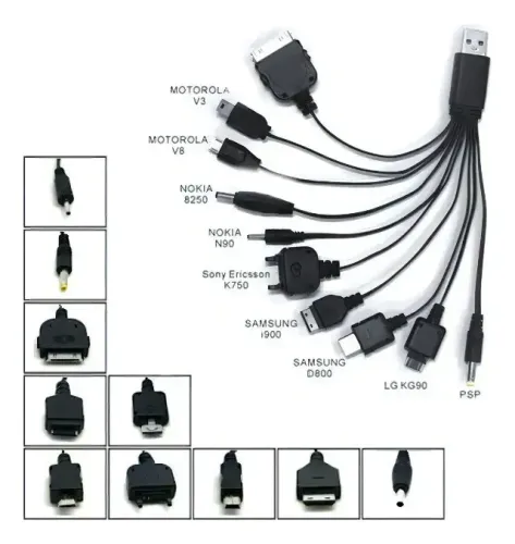 Cabo Usb Universal Multi Carregador 10 Em 1 Cor Preto
