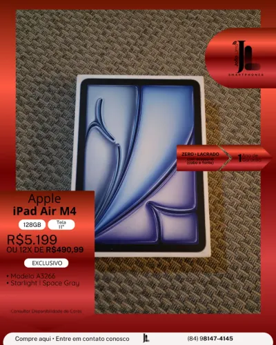 IPAD AIR M4, 128GB, TELA 11?, LACRADO, EXCLUSIVO!