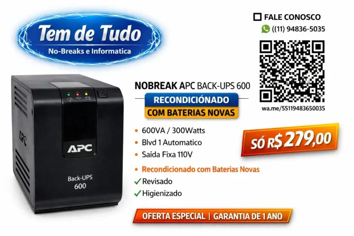 Nobreak APC Back-UPS 600 Recondicionado Bateria Nova e Garantia